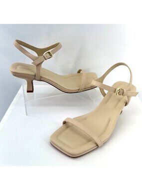 Vince Coco Birchsand Strappy Sandals Kitten Heel Square Toe Womens Size 6